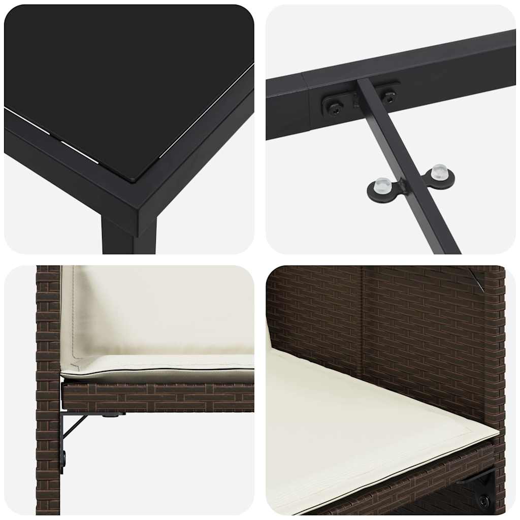 Set da Pranzo per Giardino 9 pz Marrone polyrattan