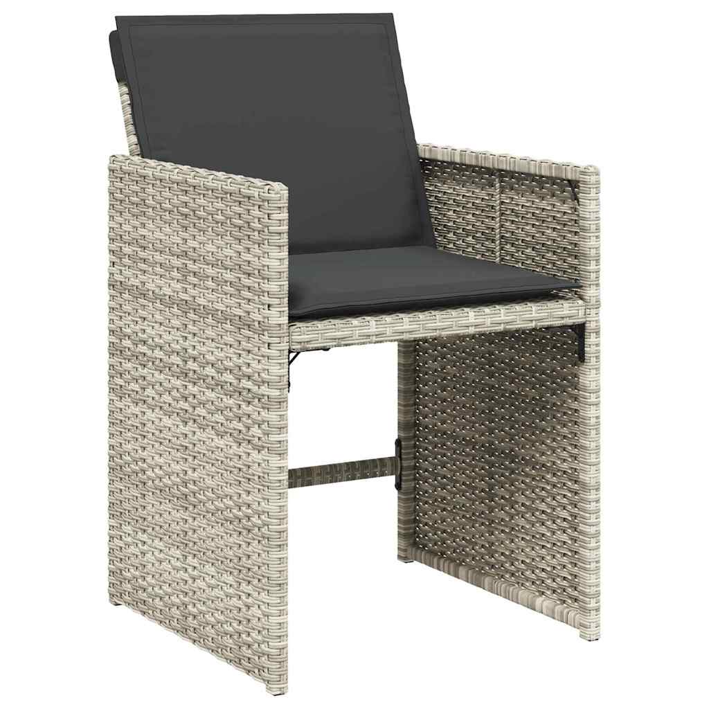 Set da Pranzo per Giardino 9 pz Grigio chiaro polyrattan