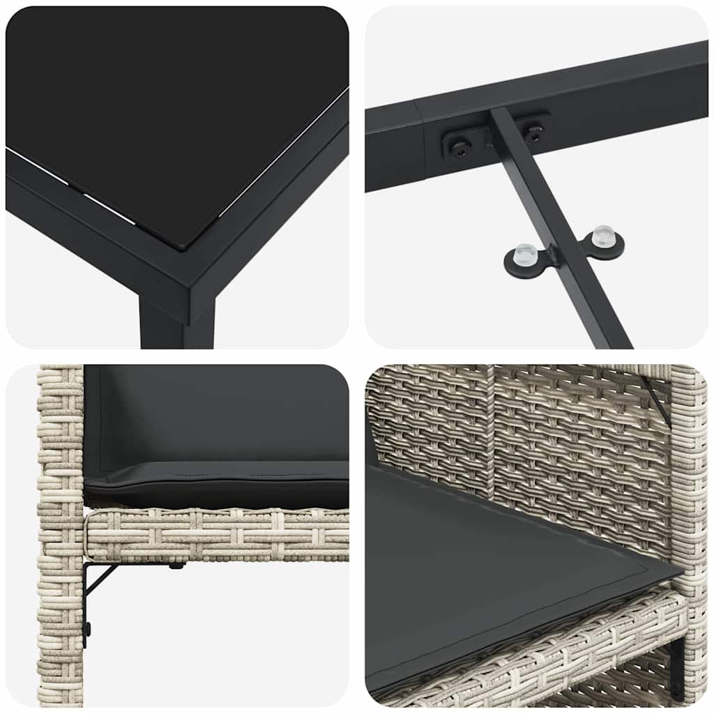 Set da Pranzo per Giardino 9 pz Grigio chiaro polyrattan