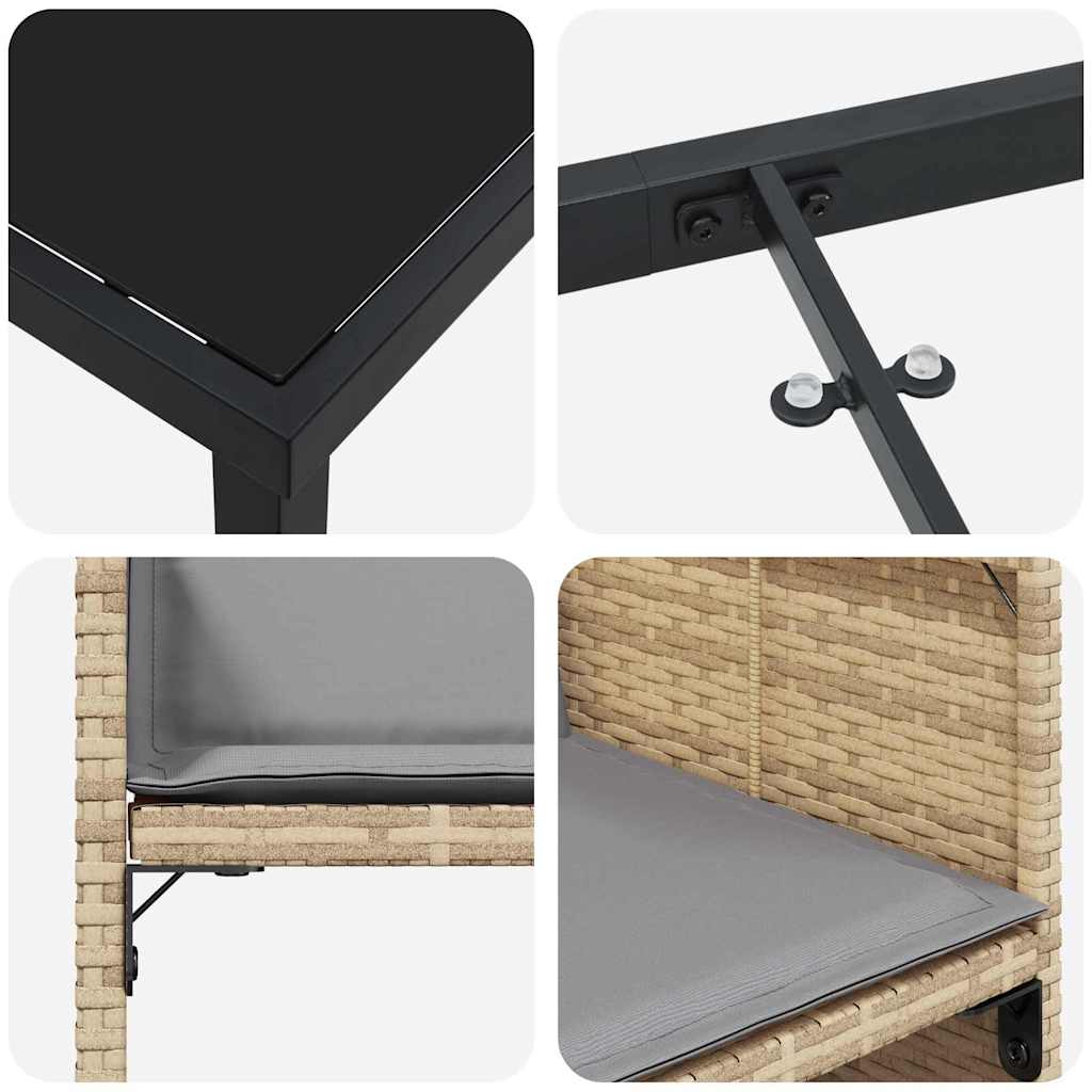 Set da Pranzo per Giardino 9 pz Beige polyrattan