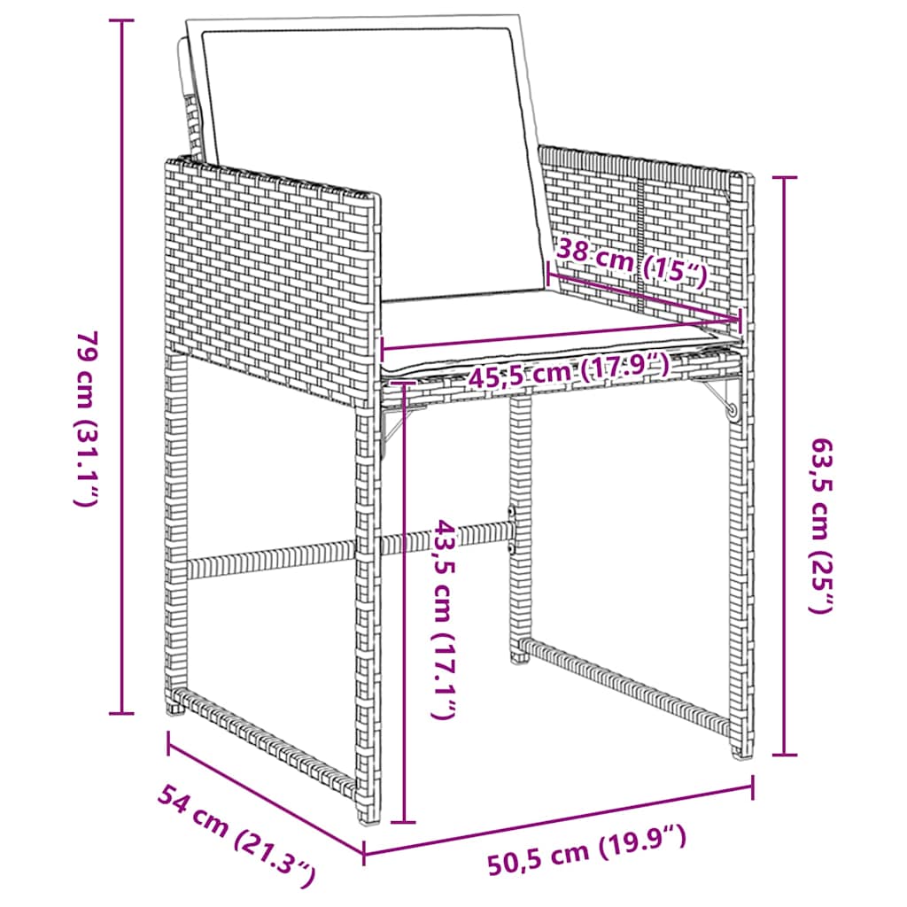 Set da Pranzo per Giardino 9 pz Nero polyrattan