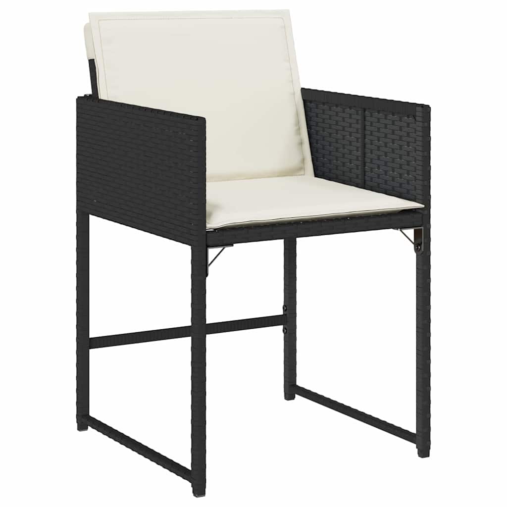 Set da Pranzo per Giardino 9 pz Nero polyrattan