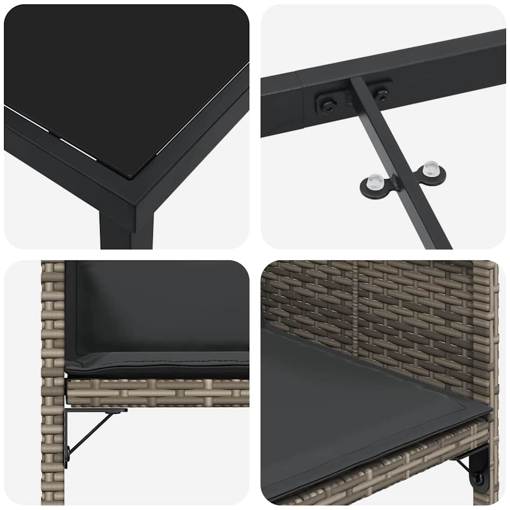 Set da Pranzo per Giardino 9 pz Grigio polyrattan