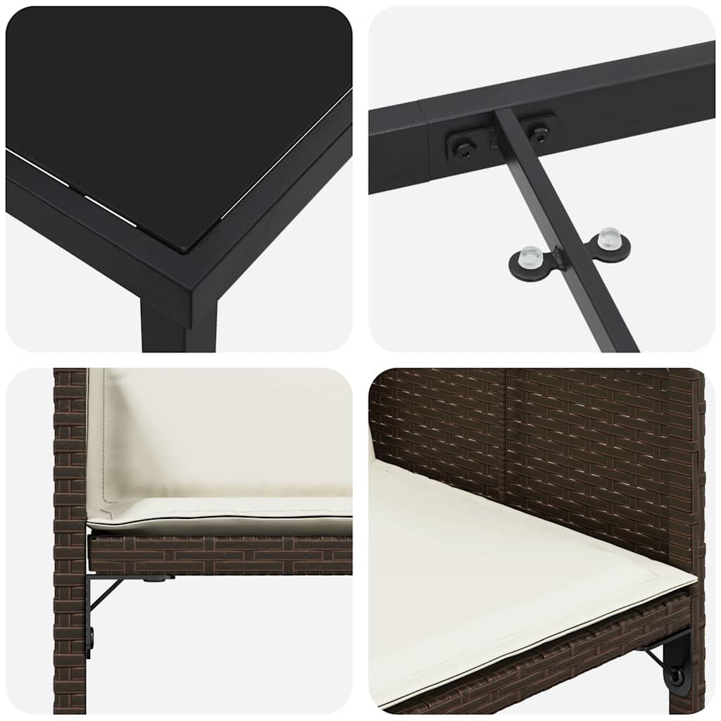 Set da Pranzo per Giardino 9 pz Marrone polyrattan