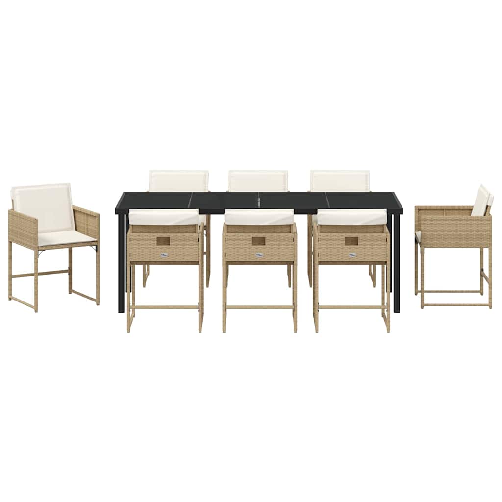 Set da Pranzo per Giardino 9 pz Beige polyrattan