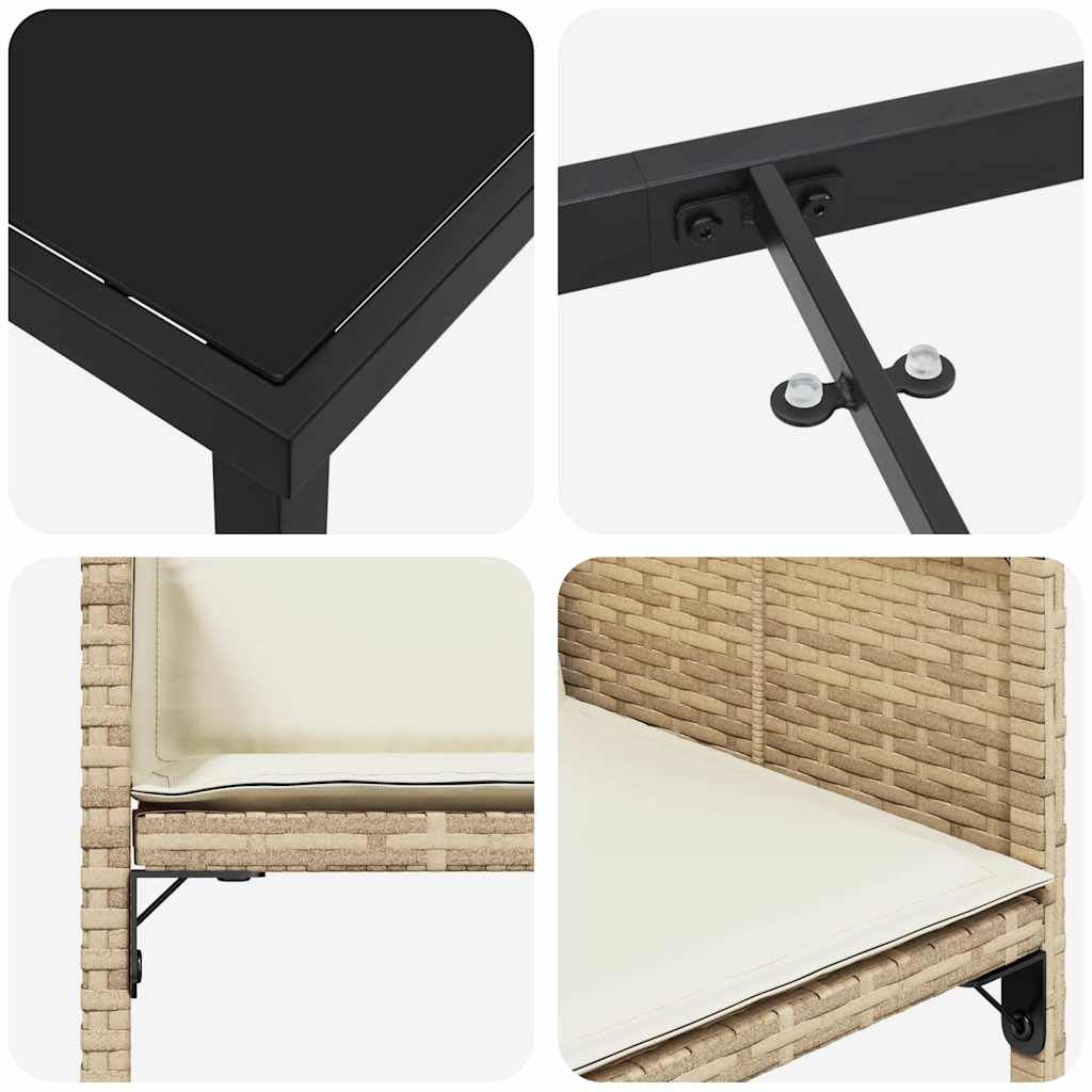 Set da Pranzo per Giardino 9 pz Beige polyrattan