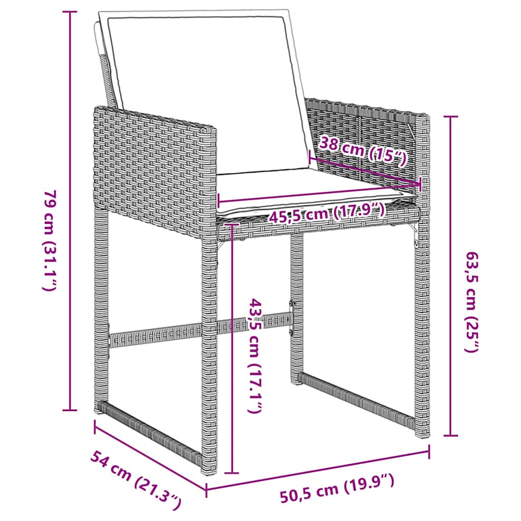 Set da Pranzo per Giardino 9 pz Grigio chiaro polyrattan