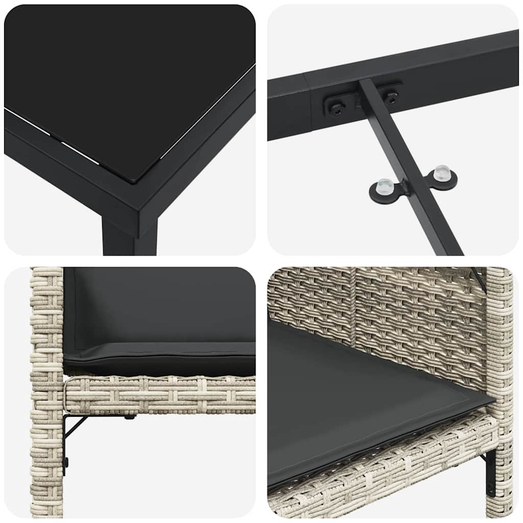 Set da Pranzo per Giardino 9 pz Grigio chiaro polyrattan