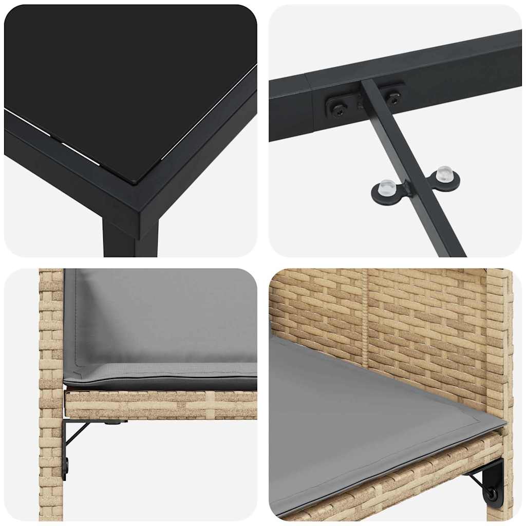 Set da Pranzo per Giardino 9 pz Beige polyrattan