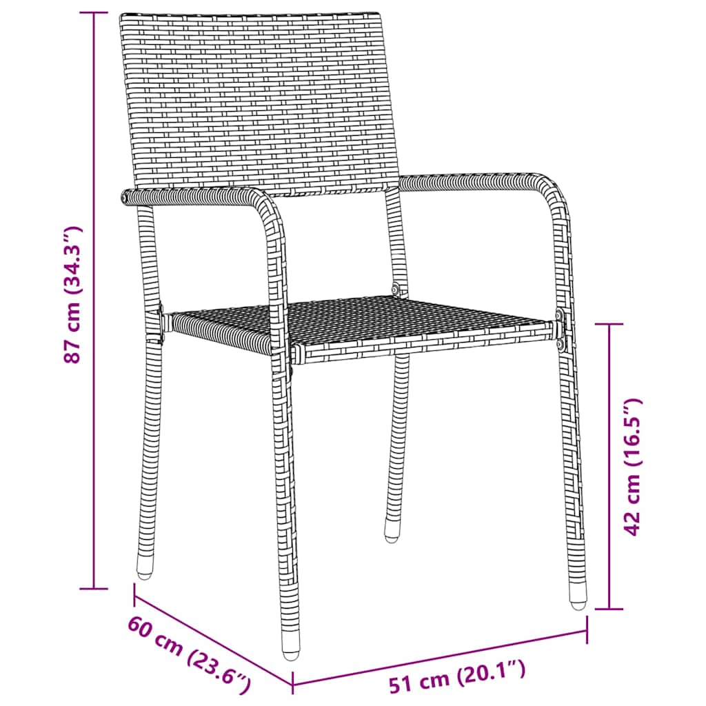 Set da Pranzo per Giardino 7 pz Grigio polyrattan