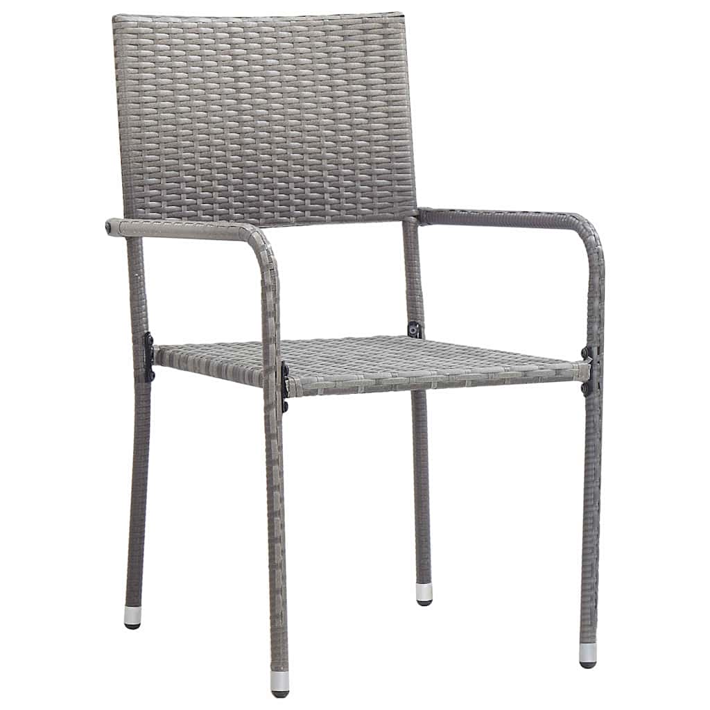 Set da Pranzo per Giardino 7 pz Grigio polyrattan