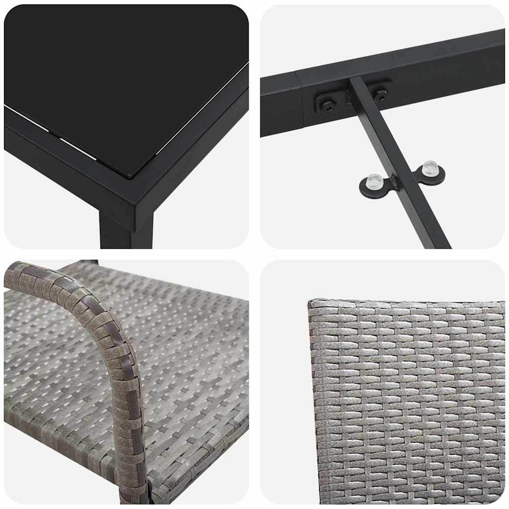 Set da Pranzo per Giardino 7 pz Grigio polyrattan