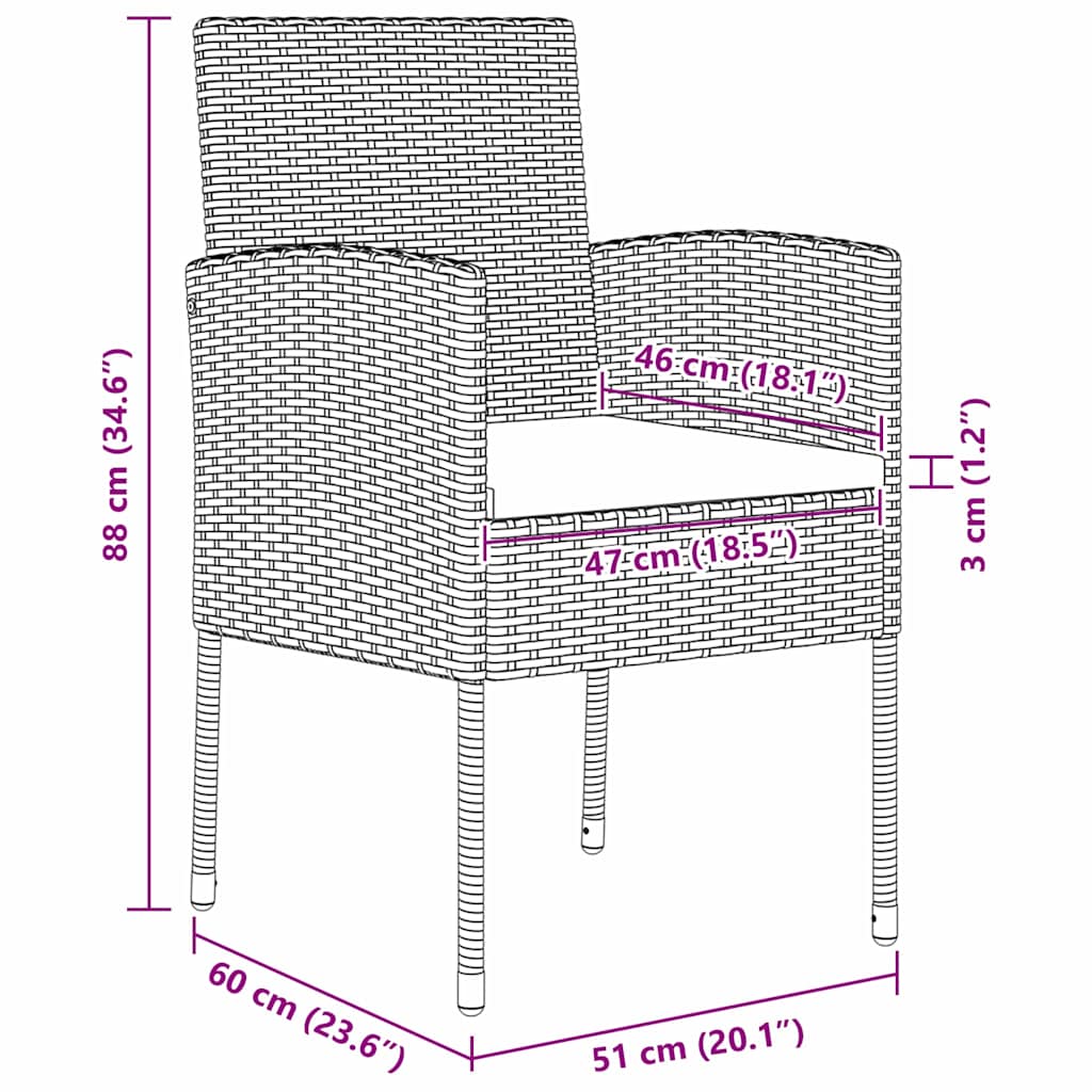 Set da Pranzo per Giardino 9 pz Nero polyrattan