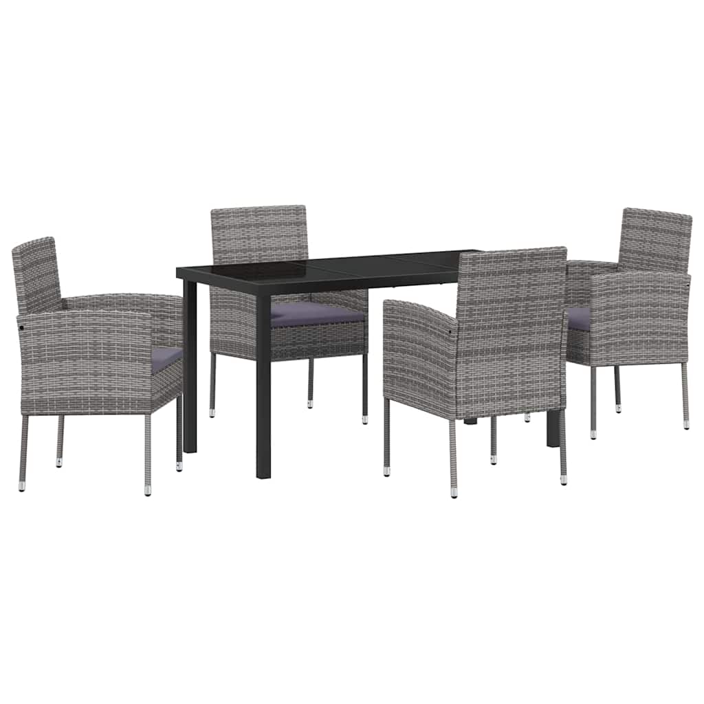 Set da Pranzo per Giardino 5 pz Grigio polyrattan