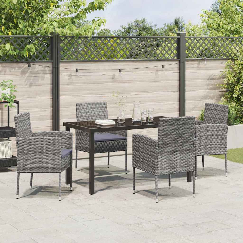 Set da Pranzo per Giardino 5 pz Grigio polyrattan