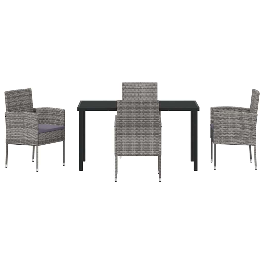 Set da Pranzo per Giardino 5 pz Grigio polyrattan
