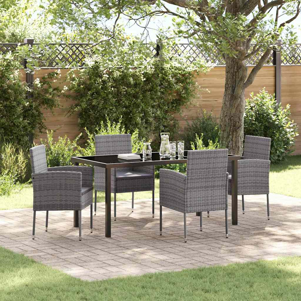 Set da Pranzo per Giardino 5 pz Grigio polyrattan