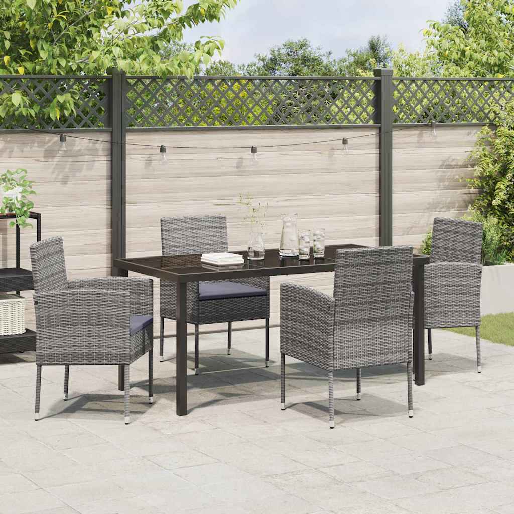 Set da Pranzo per Giardino 5 pz Grigio polyrattan
