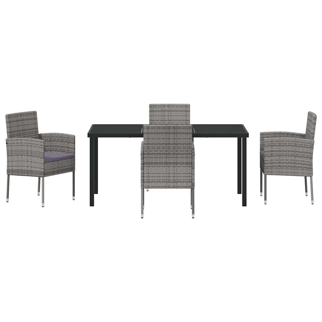 Set da Pranzo per Giardino 5 pz Grigio polyrattan