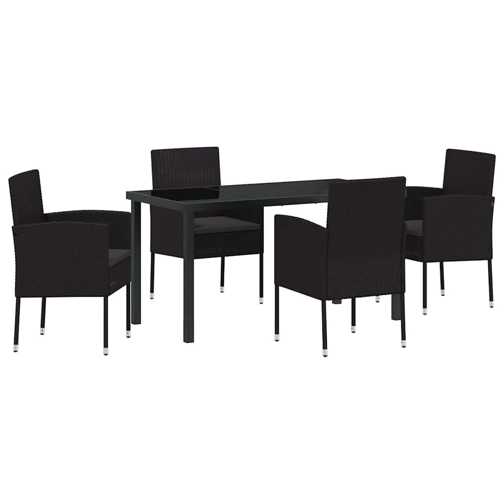 Set da Pranzo per Giardino 5 pz Nero polyrattan