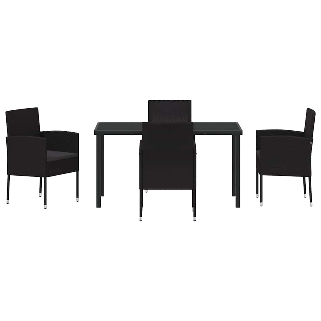 Set da Pranzo per Giardino 5 pz Nero polyrattan