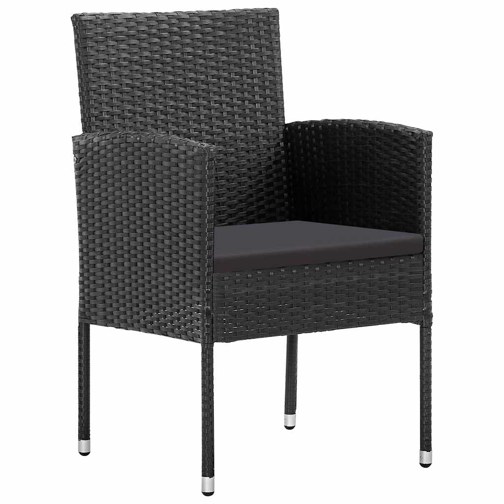 Set da Pranzo per Giardino 5 pz Nero polyrattan