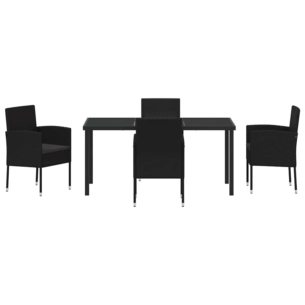 Set da Pranzo per Giardino 5 pz Nero polyrattan