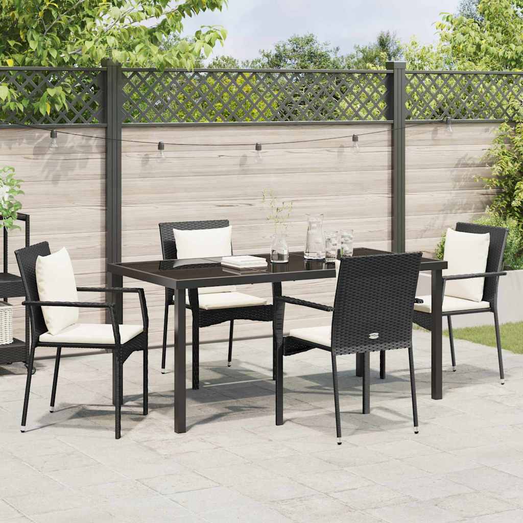 Set da Pranzo per Giardino 5 pz Nero polyrattan