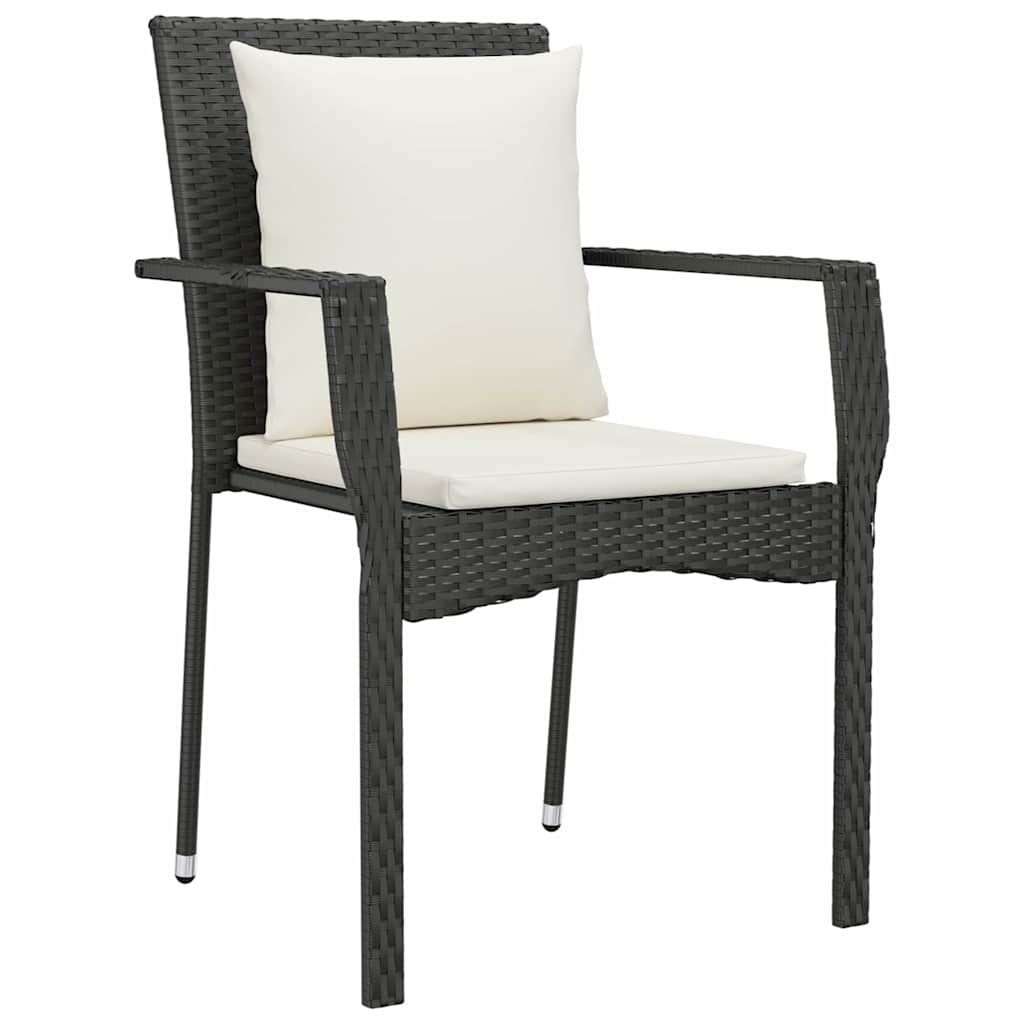 Set da Pranzo per Giardino 5 pz Nero polyrattan