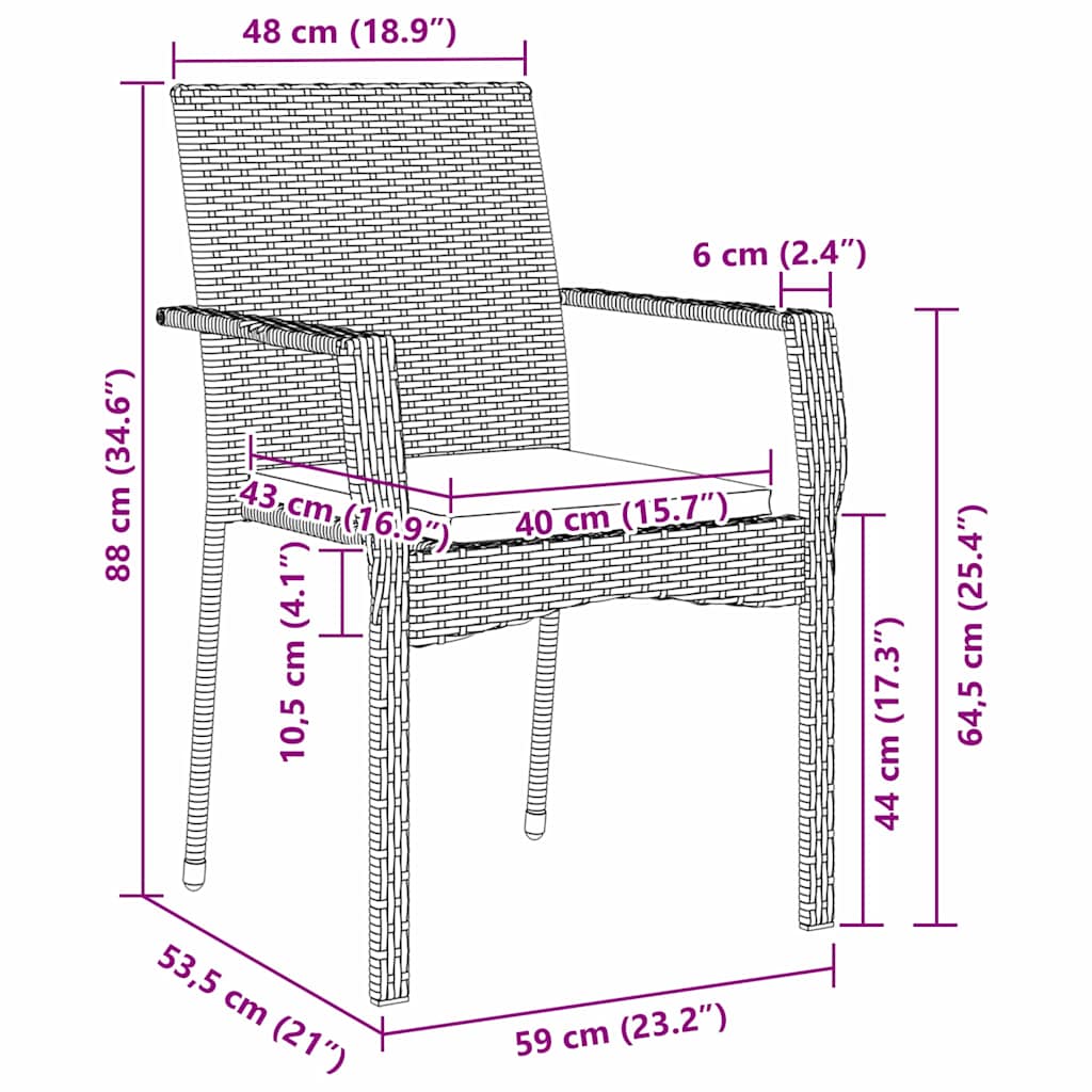 Set da Pranzo per Giardino 7 pz Nero polyrattan