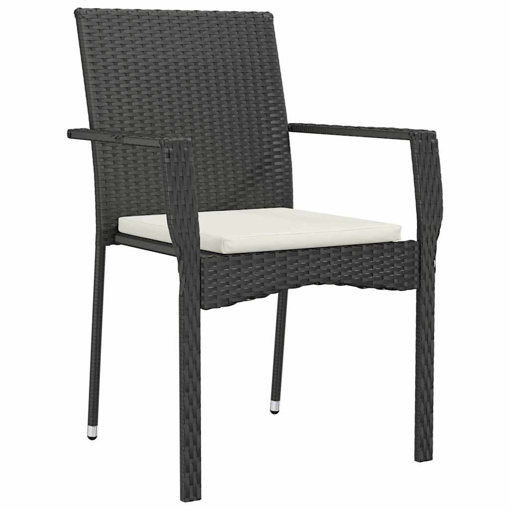 Set da Pranzo per Giardino 7 pz Nero polyrattan