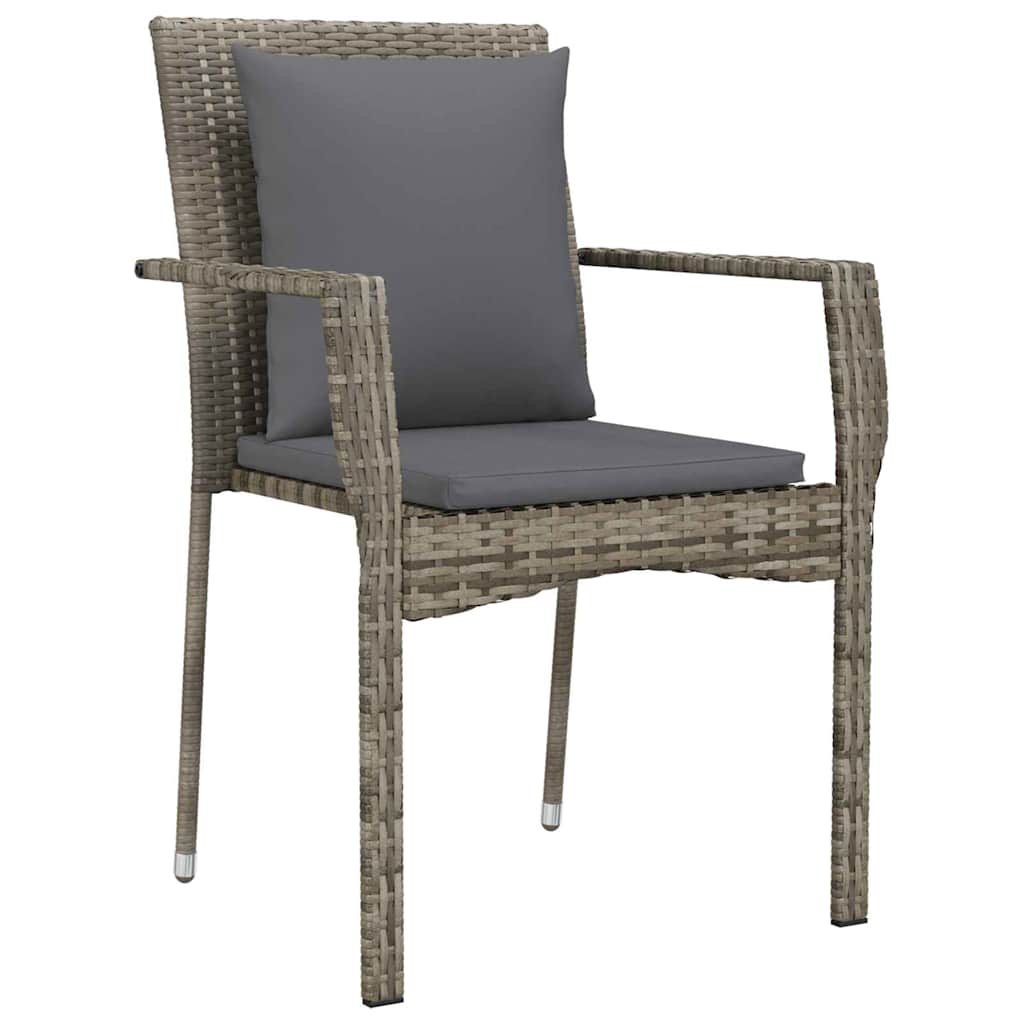 Set da Pranzo per Giardino 7 pz Grigio polyrattan