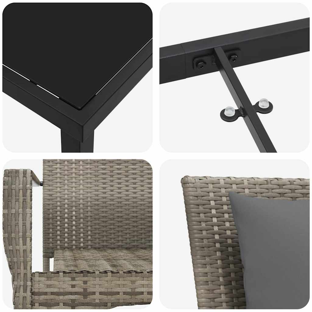 Set da Pranzo per Giardino 7 pz Grigio polyrattan