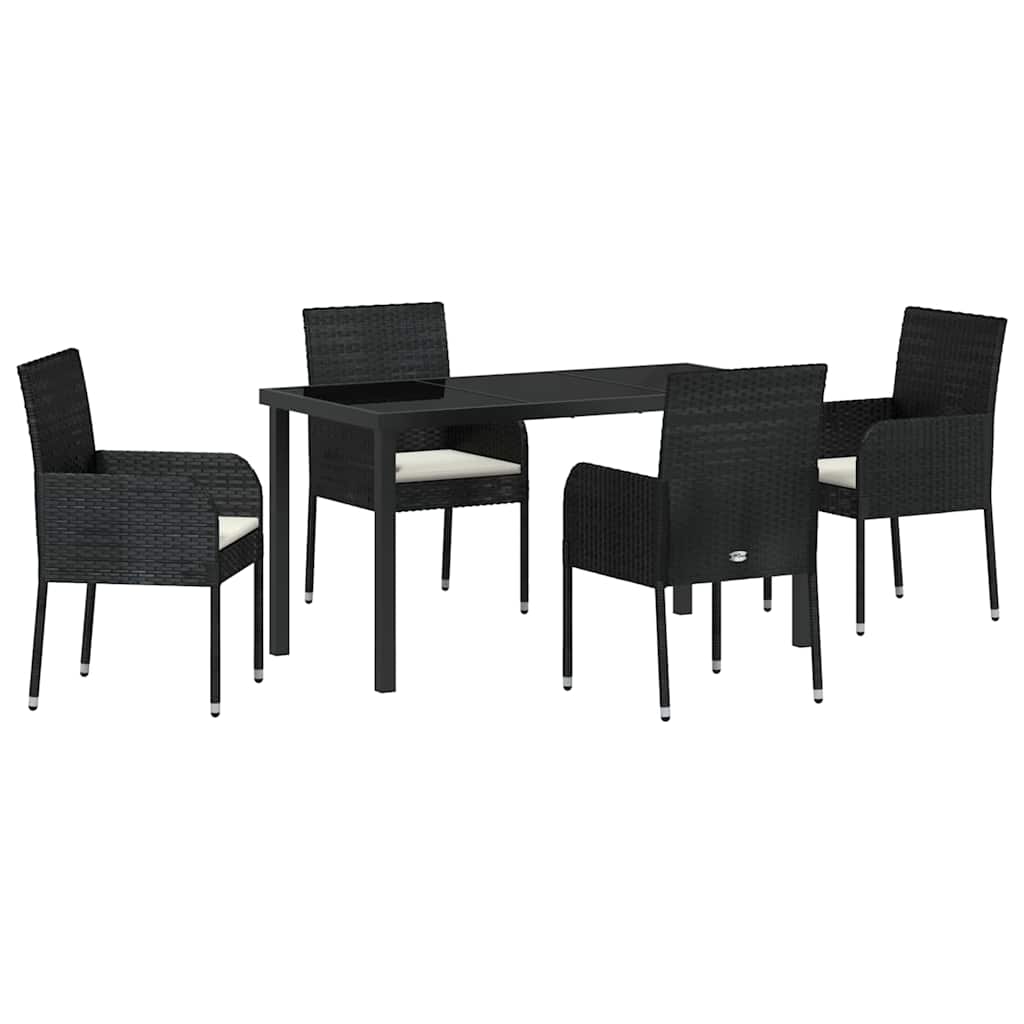 Set da Pranzo per Giardino 5 pz Nero polyrattan