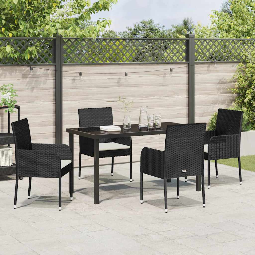 Set da Pranzo per Giardino 5 pz Nero polyrattan