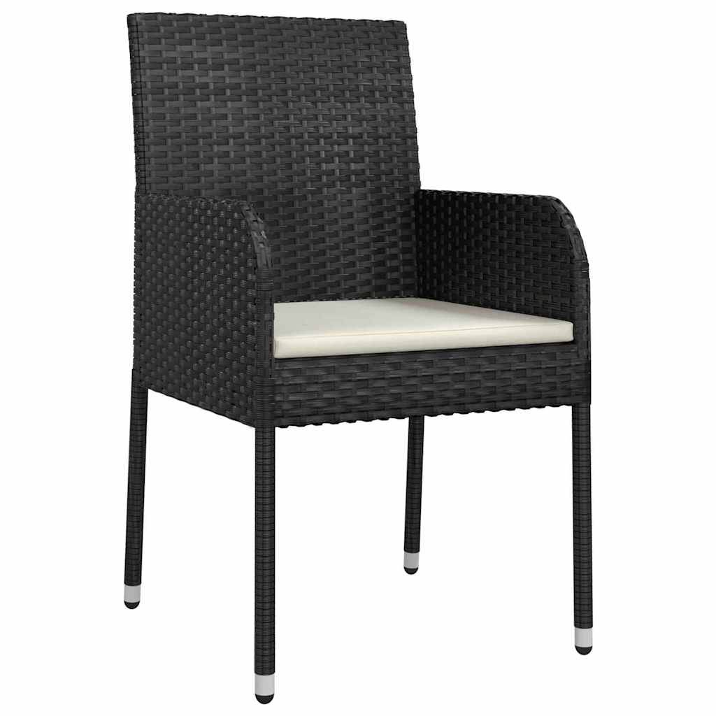 Set da Pranzo per Giardino 5 pz Nero polyrattan