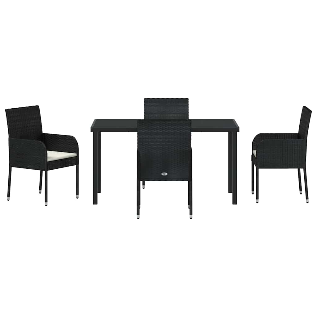 Set da Pranzo per Giardino 5 pz Nero polyrattan