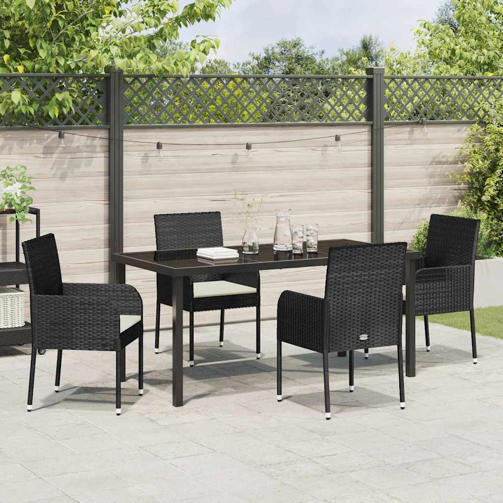 Set da Pranzo per Giardino 5 pz Nero polyrattan
