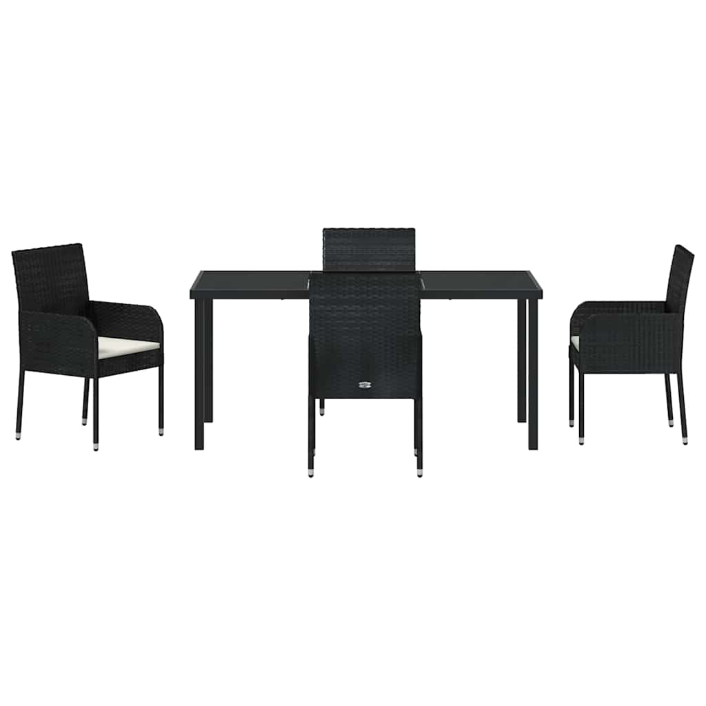 Set da Pranzo per Giardino 5 pz Nero polyrattan