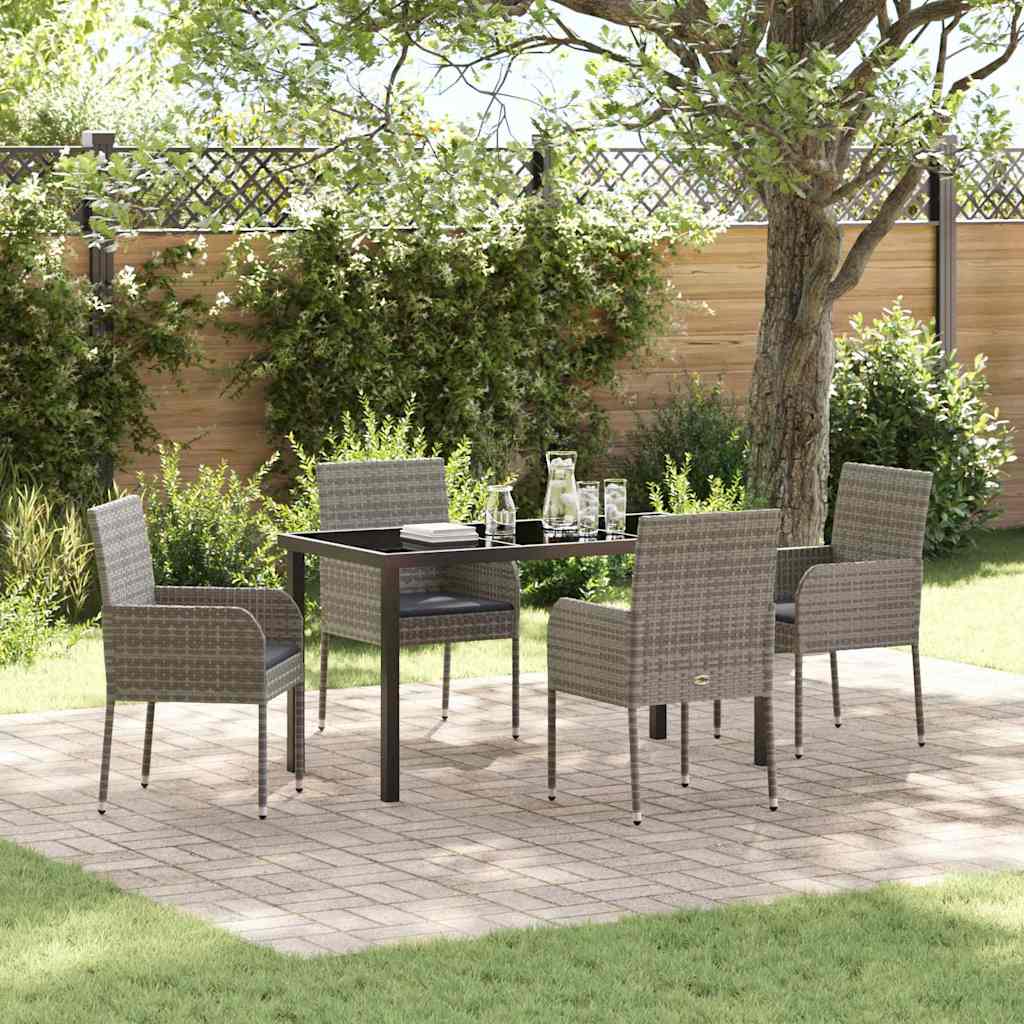 Set da Pranzo per Giardino 5 pz Grigio polyrattan