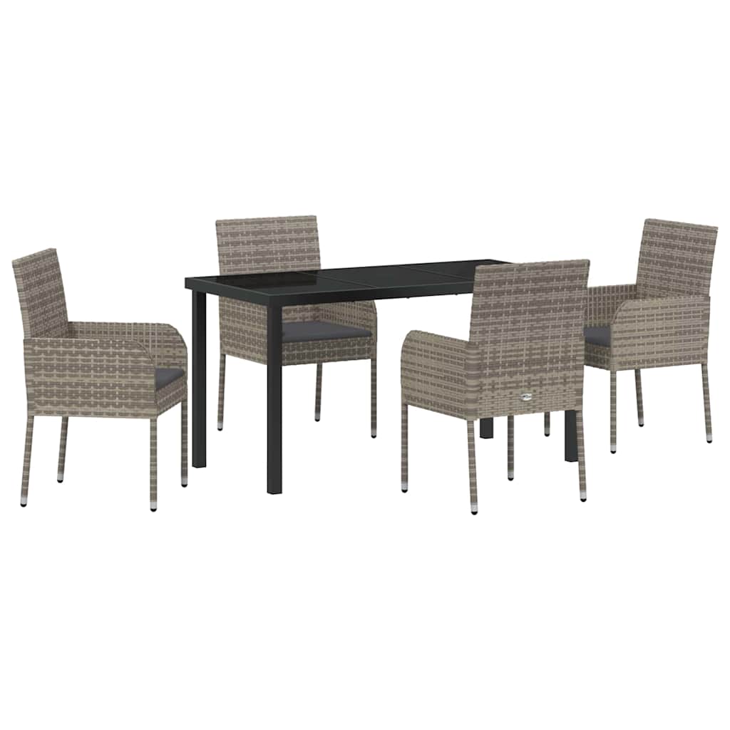 Set da Pranzo per Giardino 5 pz Grigio polyrattan