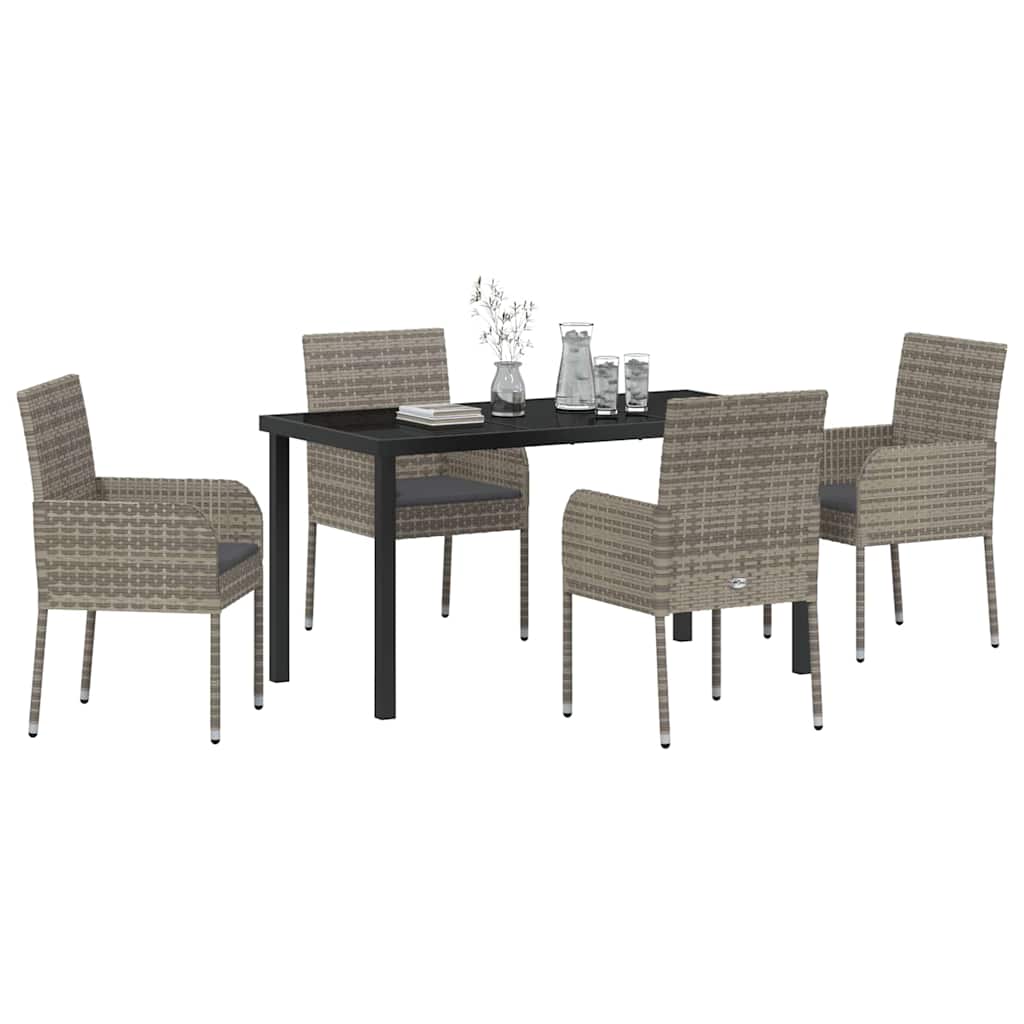Set da Pranzo per Giardino 5 pz Grigio polyrattan