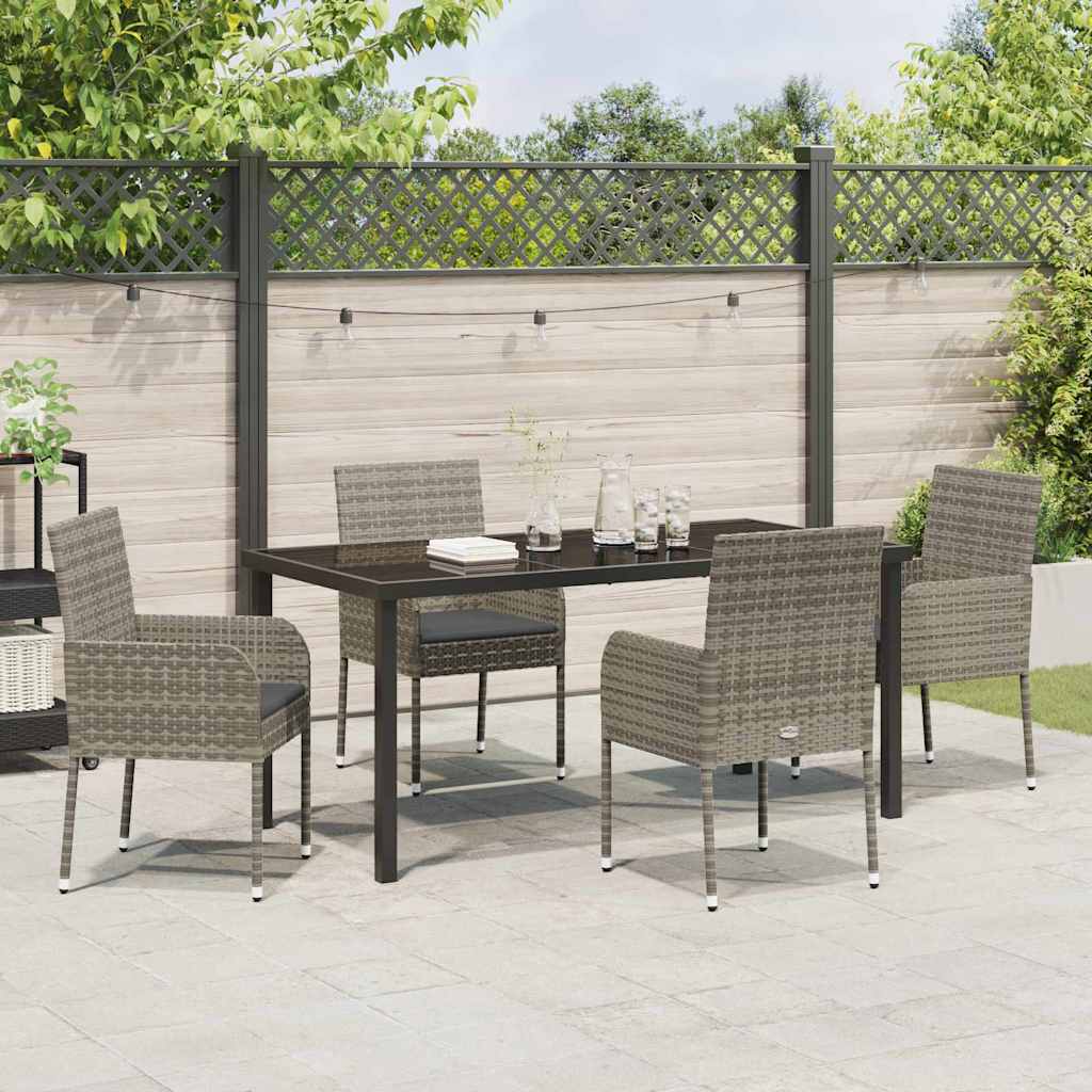 Set da Pranzo per Giardino 5 pz Grigio polyrattan