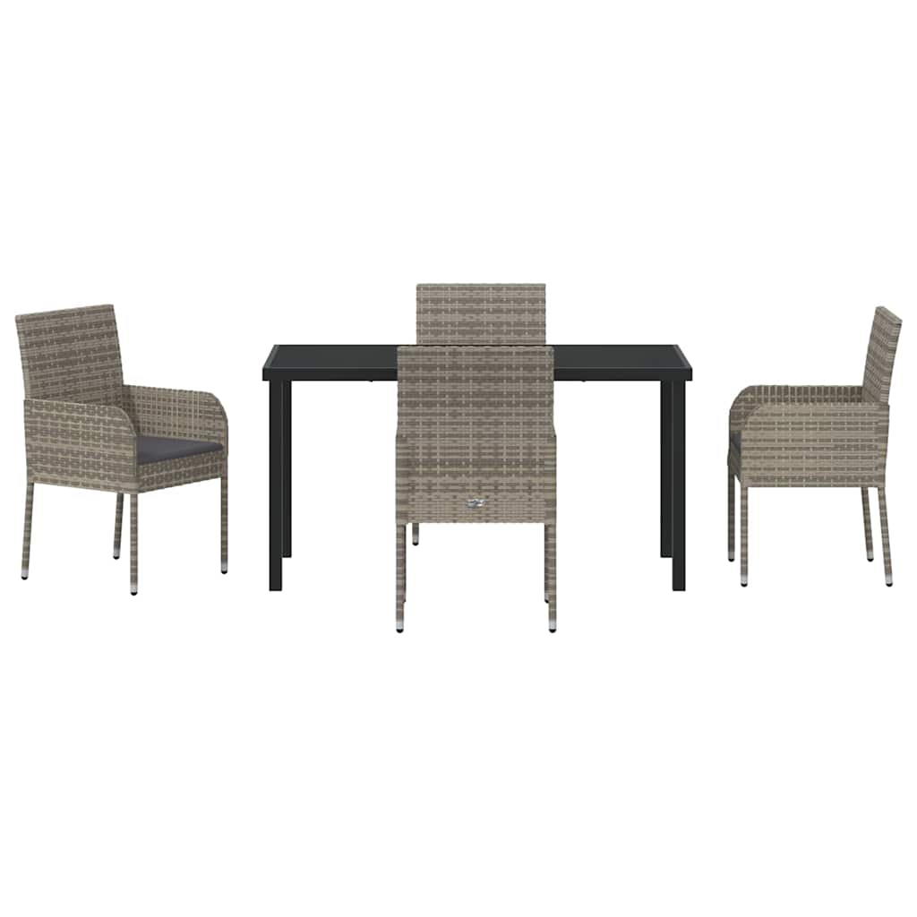 Set da Pranzo per Giardino 5 pz Grigio polyrattan
