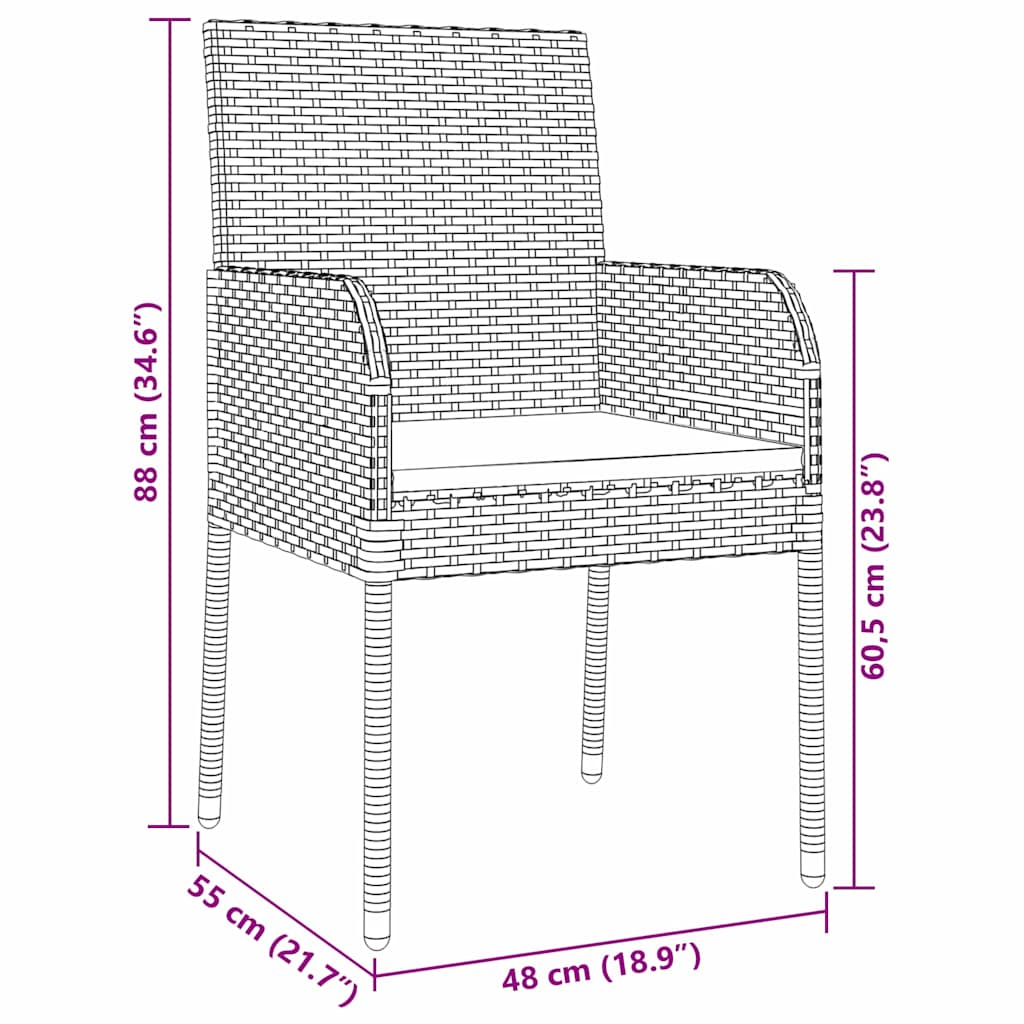 Set da Pranzo per Giardino 5 pz Grigio polyrattan