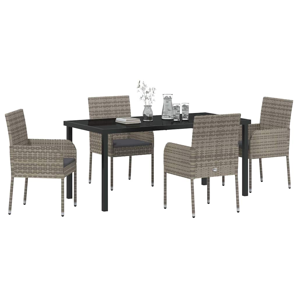Set da Pranzo per Giardino 5 pz Grigio polyrattan