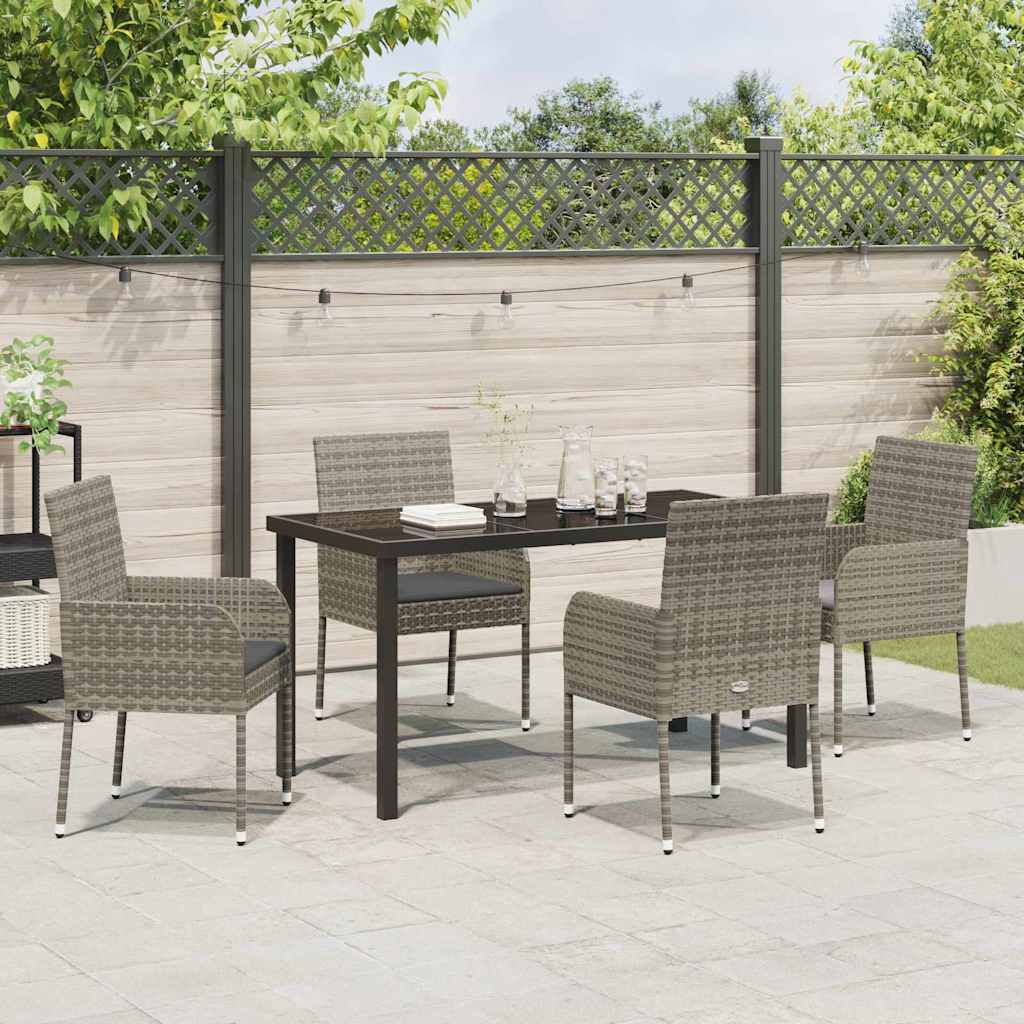 Set da Pranzo per Giardino 5 pz Grigio polyrattan