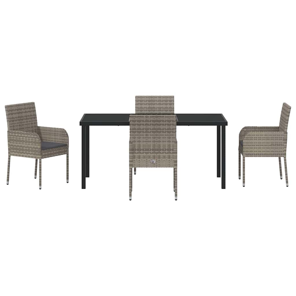 Set da Pranzo per Giardino 5 pz Grigio polyrattan