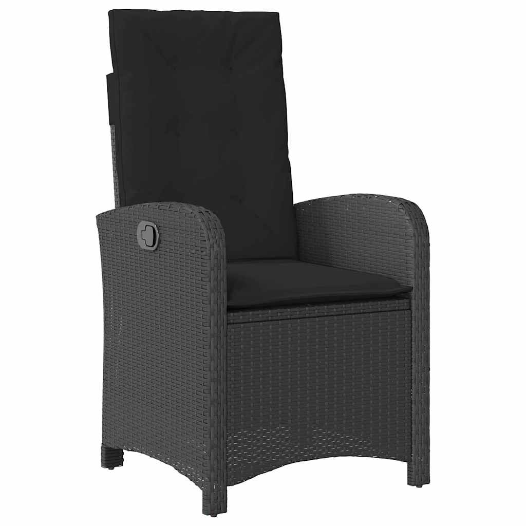 Set da Pranzo per Giardino 3 pz Nero polyrattan