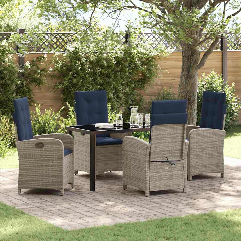 Set da Pranzo per Giardino 5 pz Grigio polyrattan
